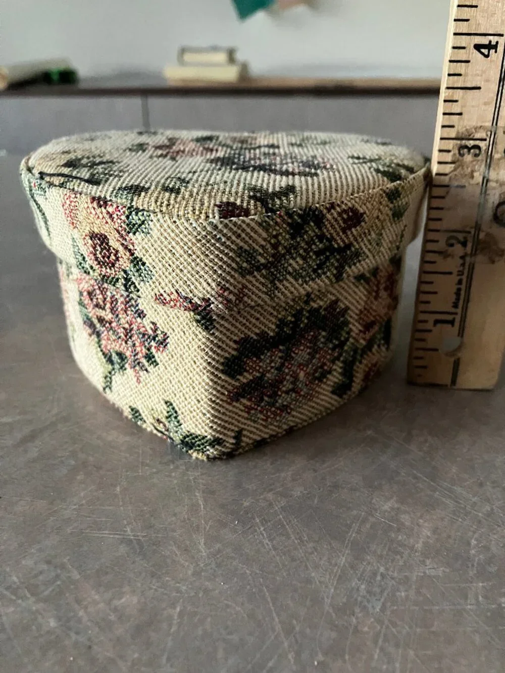 Vintage 1980s Heart-Shaped Embroidered/Needlepoint 3 Nesting Box Set